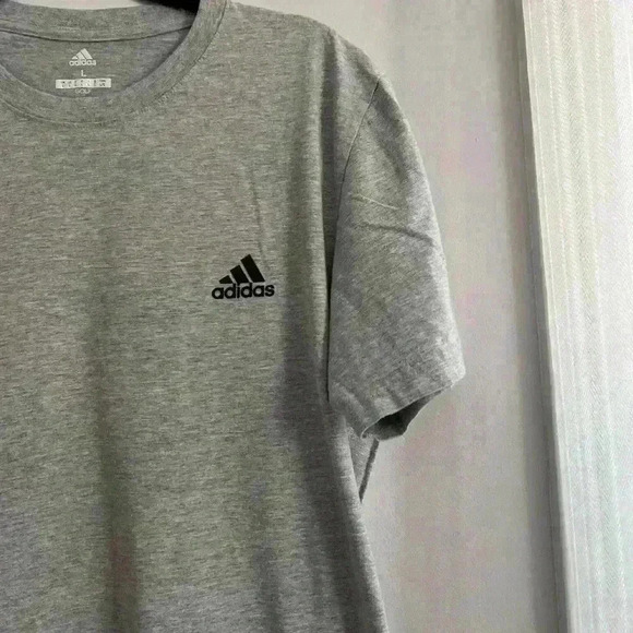 Adidas Golf Shirt Mens Heather Gray Logo Gym Workout Running Preppy - Picture 2 of 2